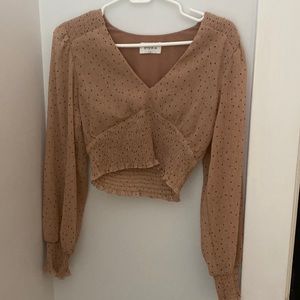 Mauve polka dot cropped top